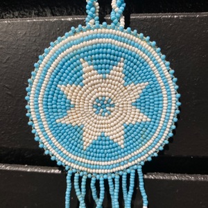  Beadwork Medallion - Blue / White Star 