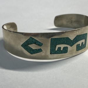  Silver 925 15.68g Bracelet Cuff w/ Crushed Turq Inlays