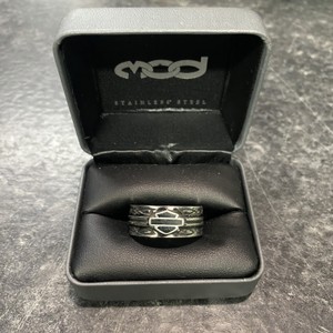 Stainless Steel Ring Gray Emblem - S10.5 Harley Davidson