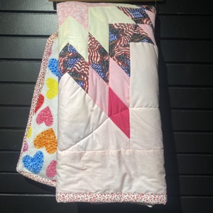  Star Quilt Baby - Pink W/ Minky Soft Backing 
