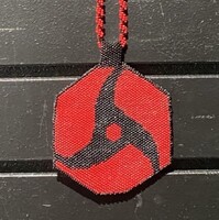 Red/Blk Necklace Beadwork Medallion - Black/Red Sharingan 