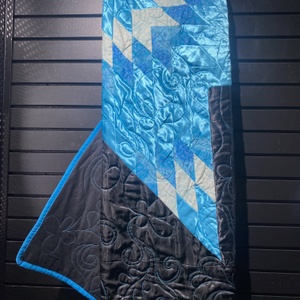  Star Quilt Full - Satin - Peacock & Black 