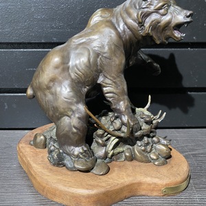 Tim Sullivan "The Catch" 9" x 9" Statue Bronze Bear On Platform 
