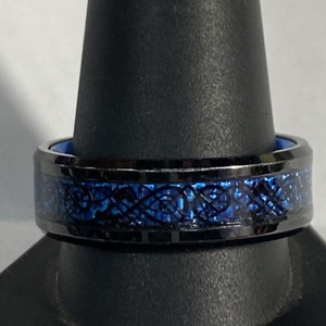  Stainless Steel 5.71g Ring Blk / Blue w/ Blue Stn - S12