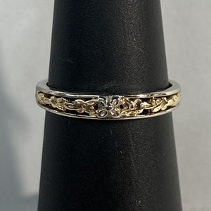  Two-Tone 14kt 1.95g Ring w/ YG Flowers - S5.5 
