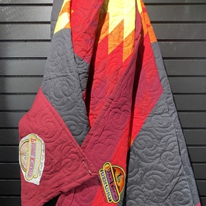  Star Quilt Prarie Knights Embroidery - Queen - Black - Red - Yellow 