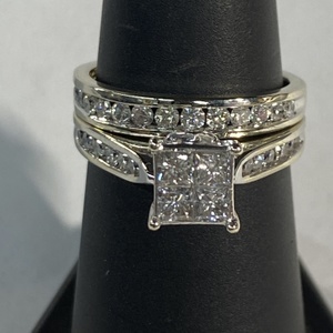  WG 14kt 6.12g Ring Bridal w/ 4 16pt Prin Main & Side Dias - S7