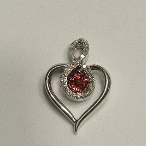  Silver 925 2.26g Pendant Heart w/ Orn Stn - No Chain