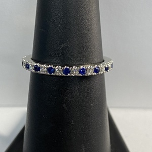  WG 14kt 2.65g Ring W/ Blue & Dias - S6.5