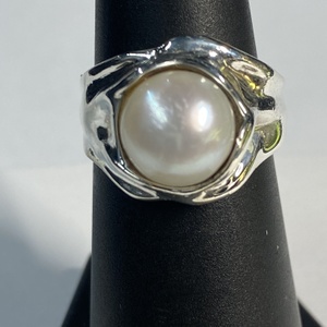 Silver 925 7.38g Ring w/ Round White Stn - S5.5