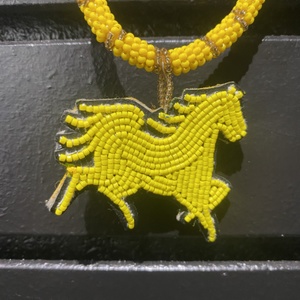  Beadwork Medallion - Horse W/ YEL/GRN/RED