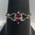  WG 14kt 2.28g Ring w/ 2 Red Stns & Dias - S8.5 (Consign#26)