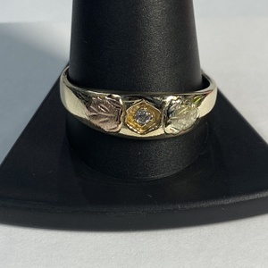  BHG 10kt 4.35g Ring w/ Dia & 2 Leaves - S12.5