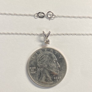  WG 14kt 0.84g Pendant w/ 10pt Dia Soli & 18" Chain