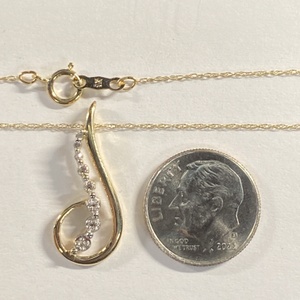  YG 10kt 1.47g Pendant Swirl w/ 8 Ascending Dias w/ Chain 