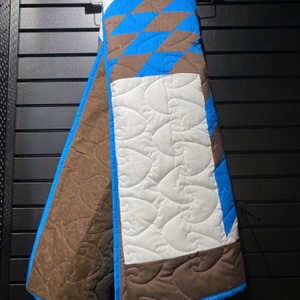  Star Quilt Full - Brown/White/Blue 
