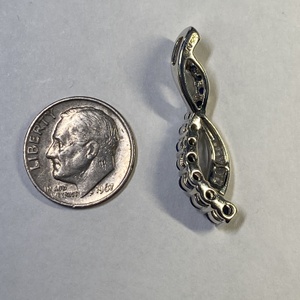  Silver 925 2.53g Pendant w/ Blue & Clr Stns - No Chain