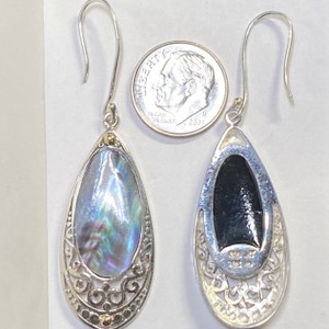  Silver 925 7.64g Earrings w/ Large Dangle w/ Gold Beads