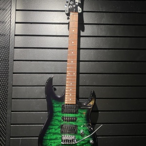 Ibanez GRX70QA Guitar Electric Black/Green w/ Soft Case 