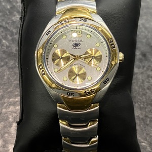 Fossil Blue BQ-9095 Quartz Gold / Gray Face Chrono w/ Gray Band