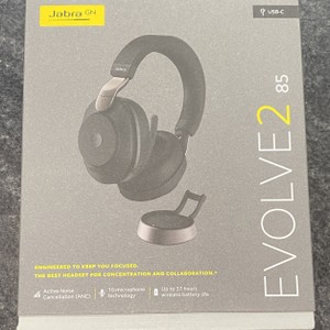 Jabra Evolve 2 85 Headphones Bluetooth Over Ear w/ Mic & Cradle (Unused)